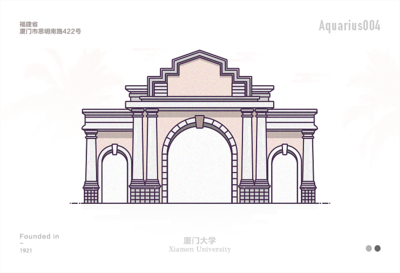 中國(guó)大學(xué)特色校門(mén)icon描邊風(fēng)設(shè)計(jì)